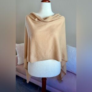 Boo Gemes 100% Cashmere  Sweater Pancho Camel Color One Size Lightweight Luxury